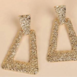 Gold Textured Statement Earrings